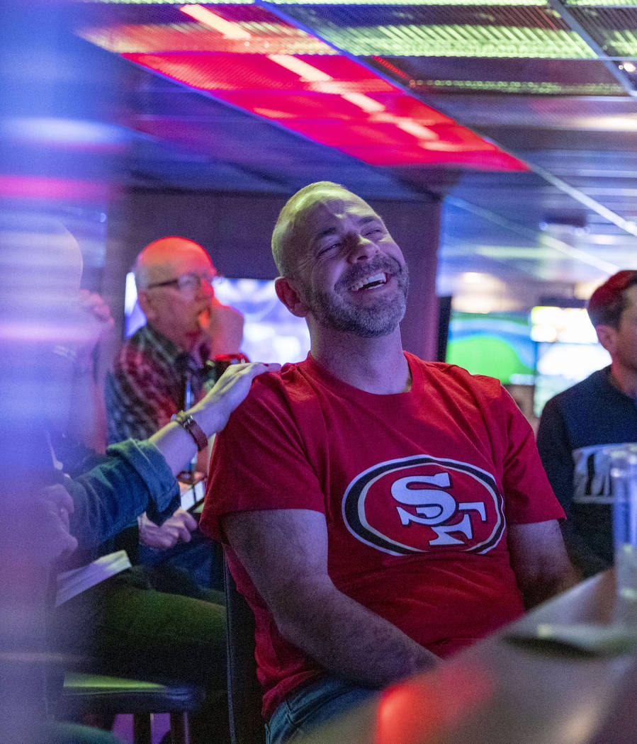James Thornton of Columbus, Ohio, watches the Super Bowl while at a watch party at the HyperX E ...