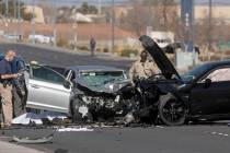 A fatal collision stops traffic on North and South Fort Apache Road from West Tropicana Avenue ...