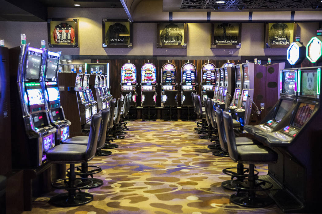 Empty slot machines at Hard Rock Hotel in Las Vegas, Monday, Feb. 3, 2020. The property closed ...