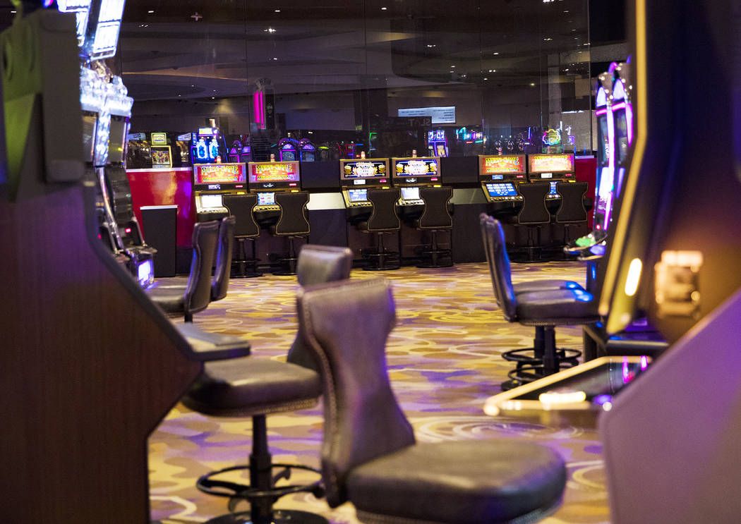 Empty slot machines at Hard Rock Hotel in Las Vegas, Monday, Feb. 3, 2020. The property closed ...