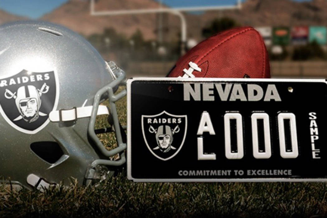 The Raiders Nevada specialty license plate. (Raiders.com)