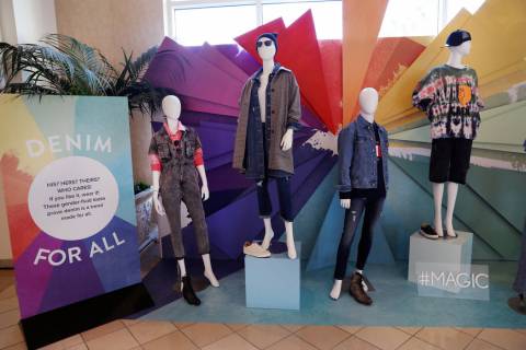 The Denim Vignette Trend Display is seen at the MAGIC fashion trade show at the Mandalay Bay co ...