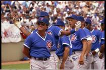 Jim Lefebvre, left, is seen during an exhibition game between the Chicago Cubs and Chicago Whit ...