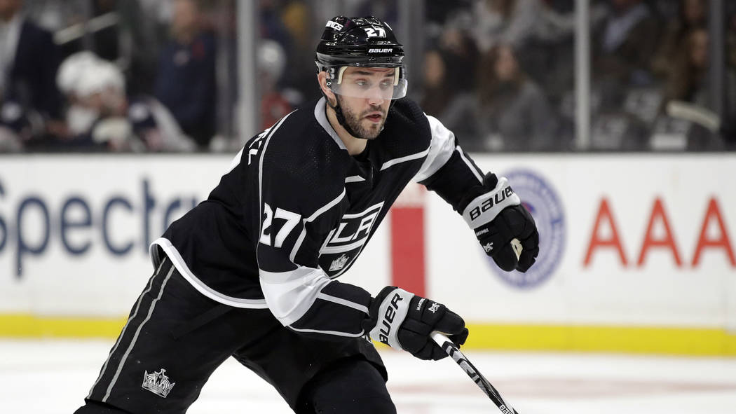 Los Angeles Kings' Alec Martinez (27) during an NHL hockey game against the Columbus Blue Jacke ...