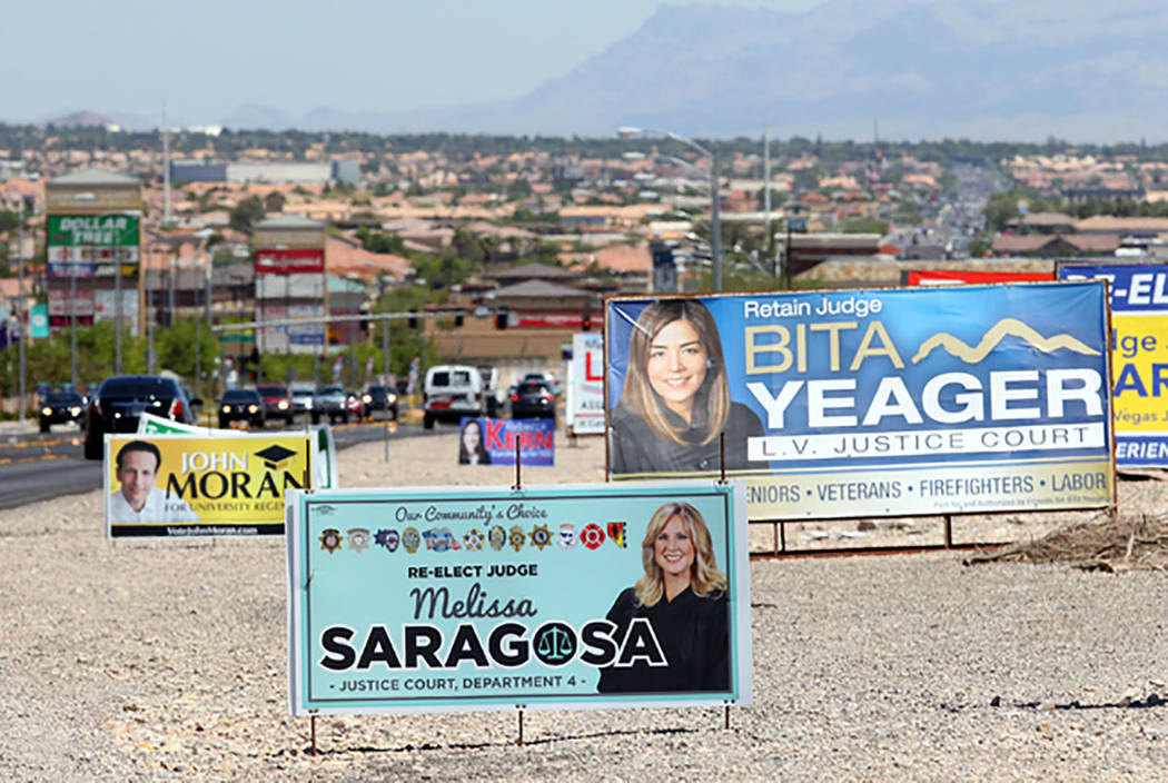 lection campaign signs along Fort Apache Road south of Sunset Road in 2016. (Las Vegas Review-J ...