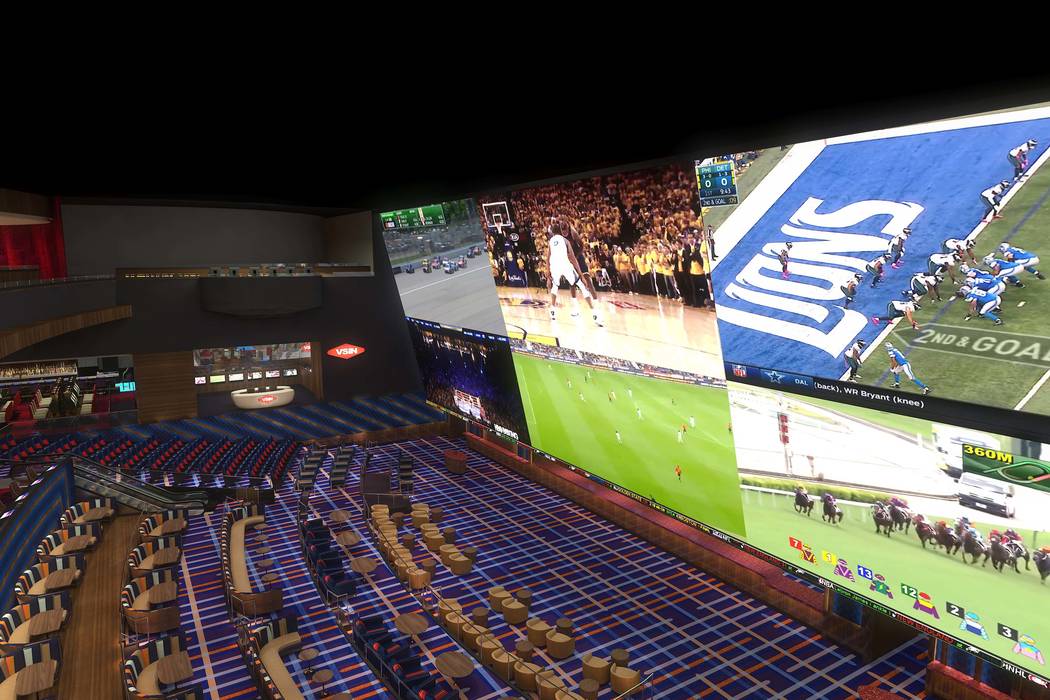 Rendering of the sports book at Circa, a casino-hotel resort being built in downtown Las Vegas ...