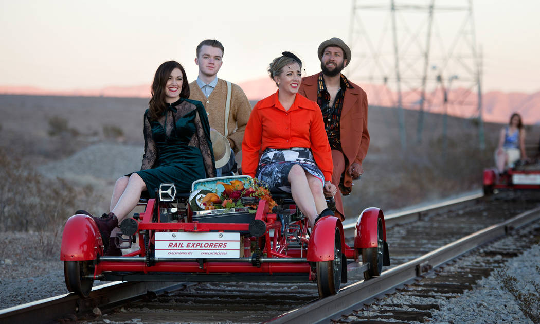 Rail Explorers Las Vegas, the outdoor attraction featuring pedal-powered rail bikes, offers two ...