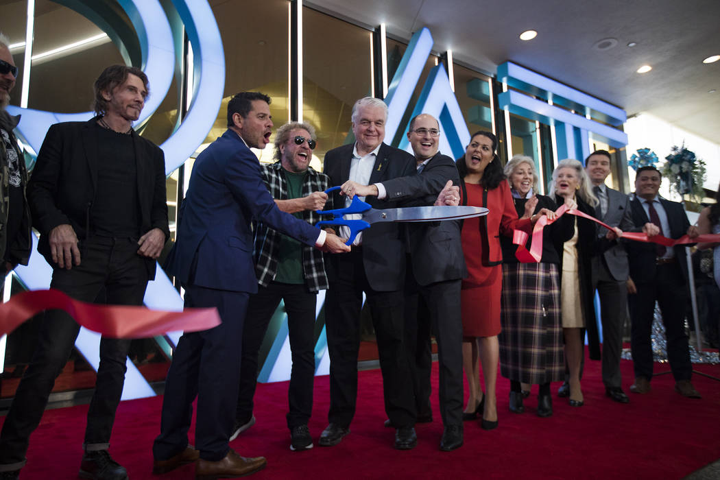 Rick Springfield, from left, Steve Arcana, executive vice president of Golden Entertainment, Sa ...