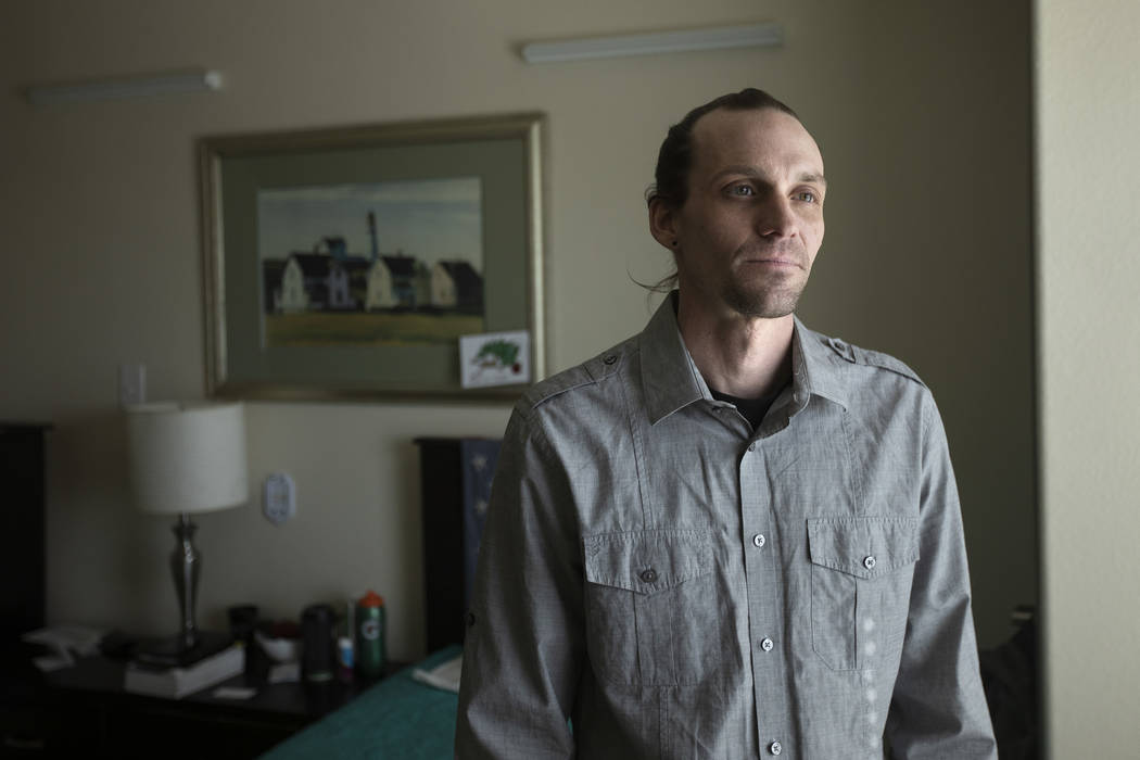 Joseph Riley poses for a portrait in his room at one of Well Care Foundation's facilities on Fr ...