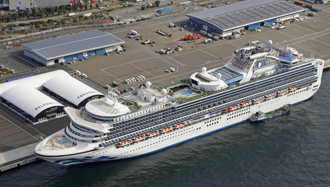 The cruise ship Diamond Princess is docked at Yokohama Port, near Tokyo, Friday, Feb. 7, 2020. ...