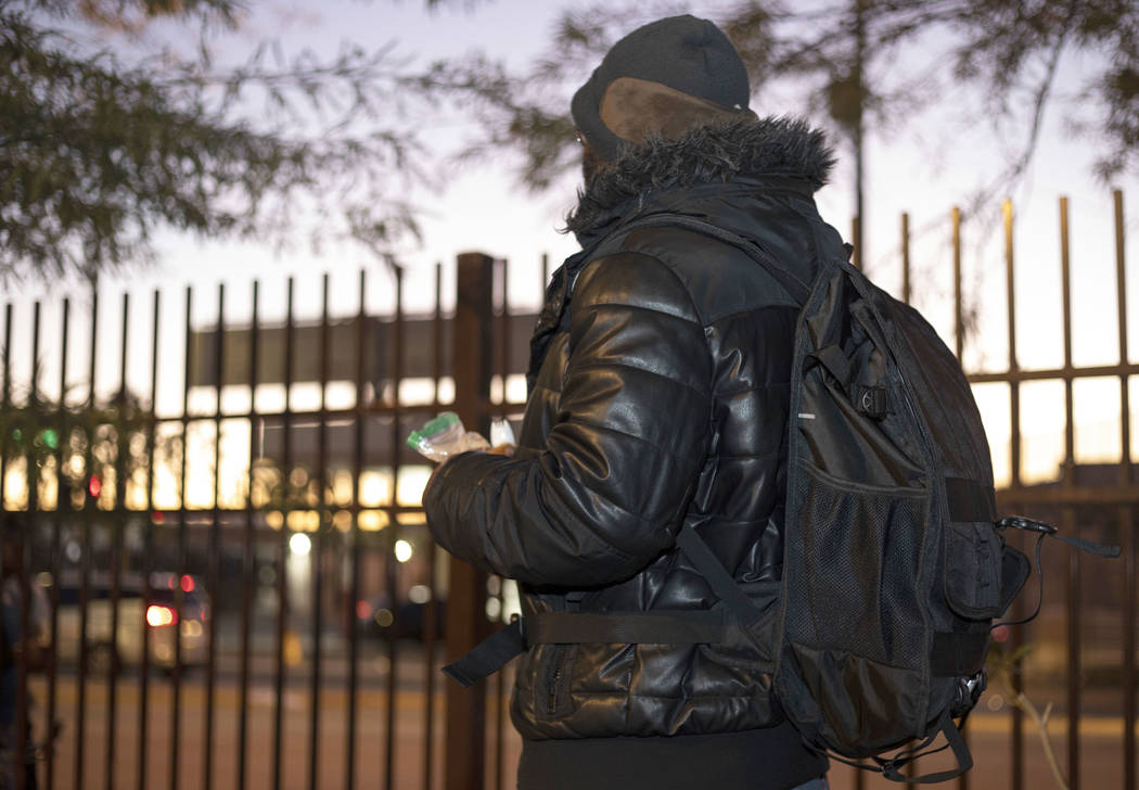 Josh Reynolds, who has been in Las Vegas for 14 years, wears his new CITYPAK backpack at the La ...