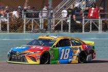 Kyle Busch drives on the front stretch during a NASCAR Cup Series auto race on Sunday, Nov. 17, ...
