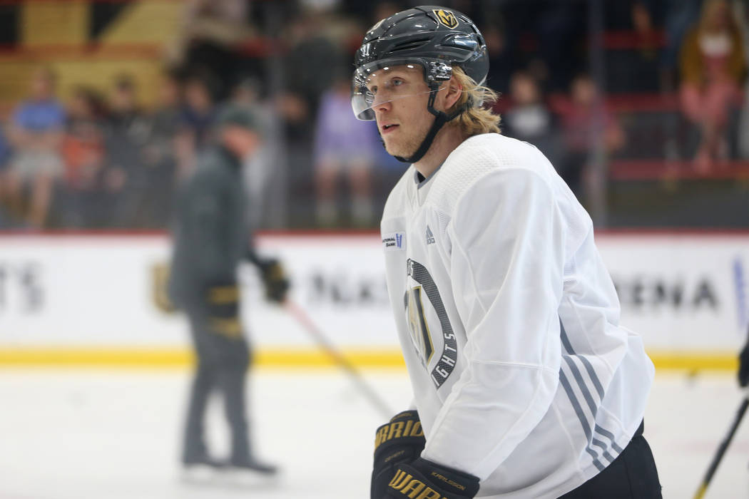 Vegas Golden Knights forward William Karlsson (71) during a team practice at City National Aren ...