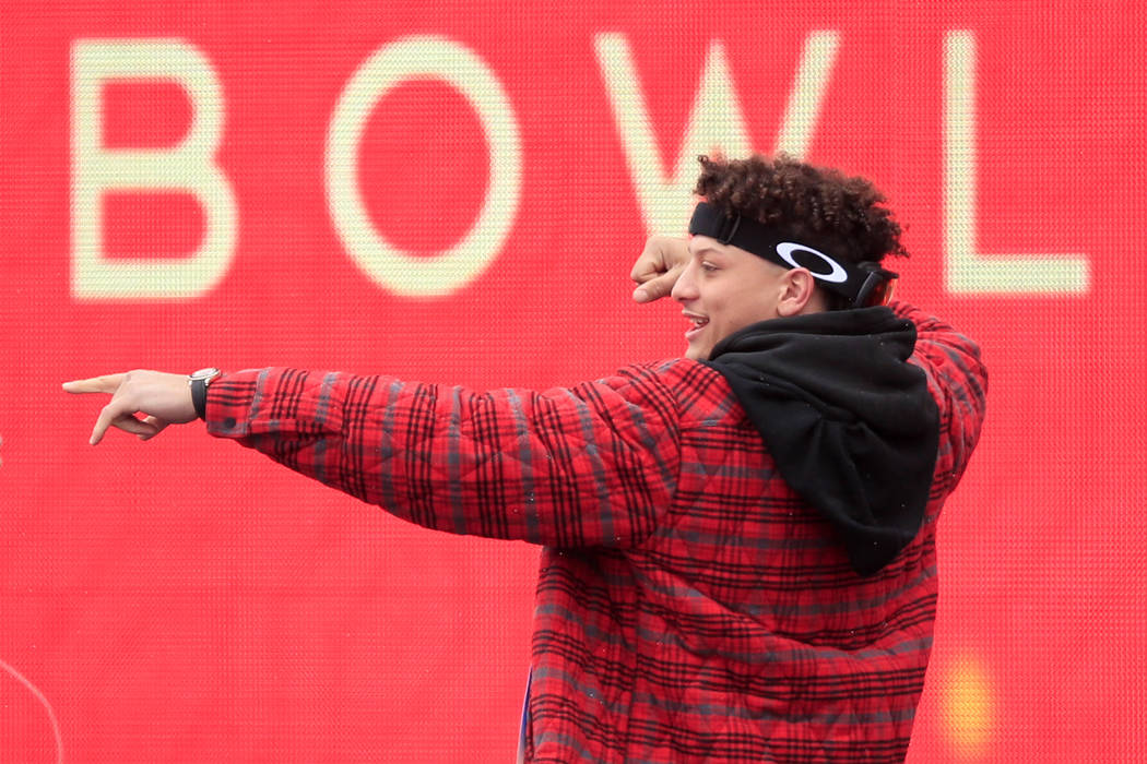 Patrick Mahomes, Travis Kelce Celebrate at Chiefs Super Bowl Parade