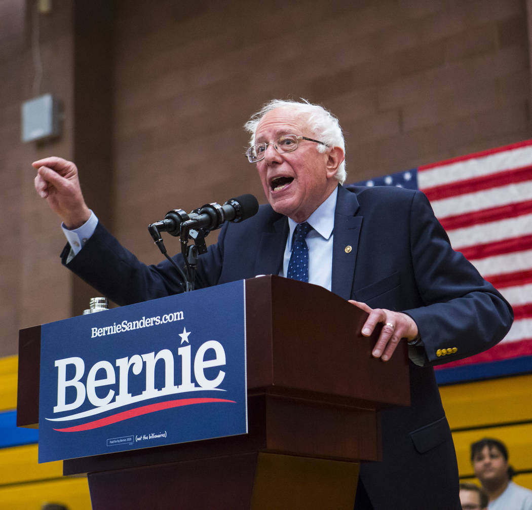 Democratic presidential candidate Sen. Bernie Sanders. (Chase Stevens/Las Vegas Review-Journal) ...
