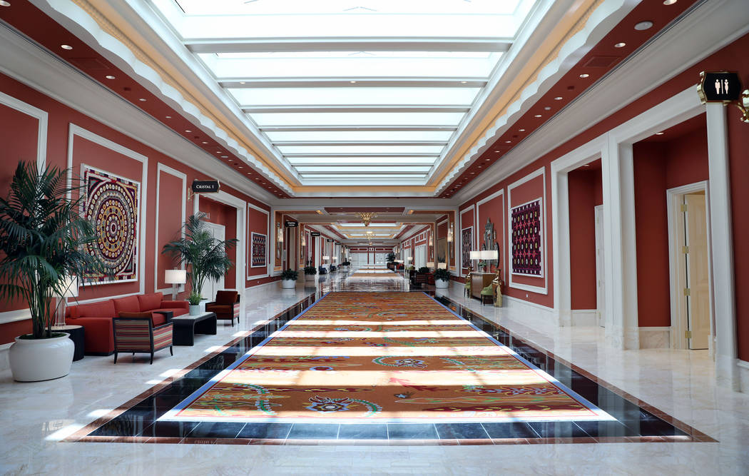 A skylight lit conference room hallway is seen at the Wynn Las Vegas Conference Center on Monda ...