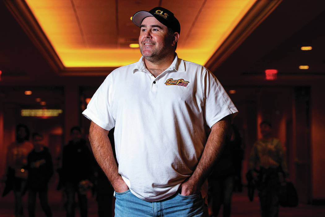 NASCAR driver Brendan Gaughan poses for a portrait at South Point in Las Vegas on Wednesday, Fe ...