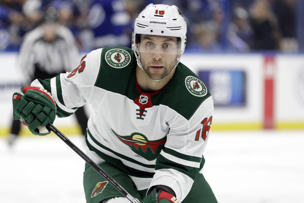 Minnesota Wild left wing Jason Zucker (16) during the first period of an NHL hockey game agains ...