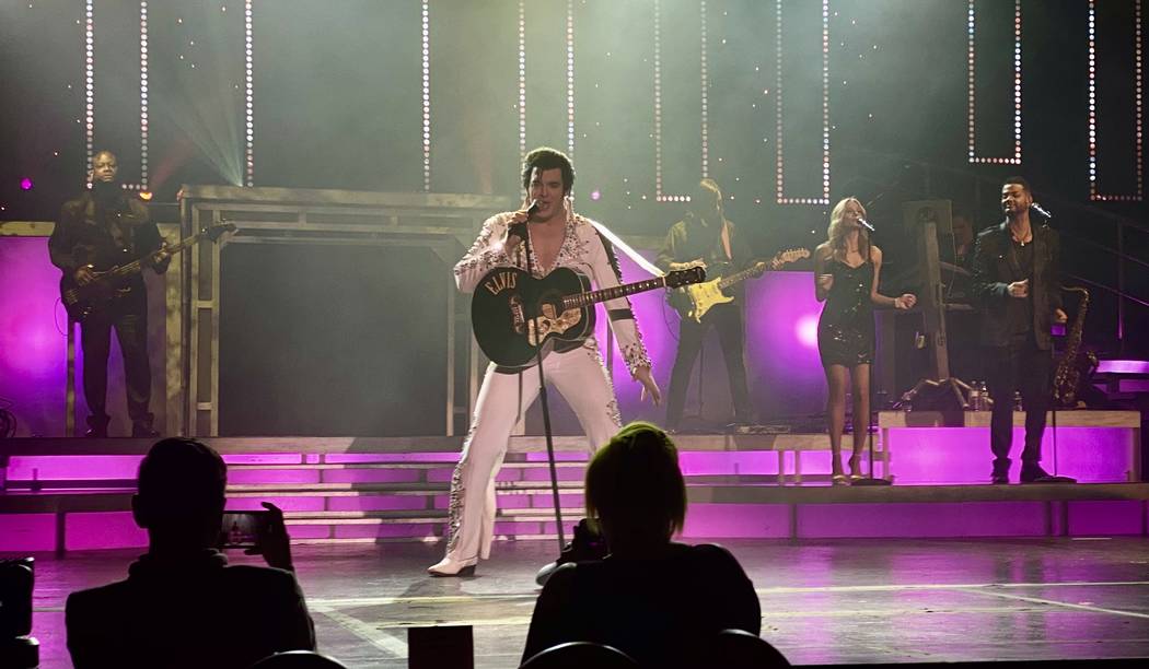 Matt Lewis as Elvis is shown in "Legends In Concert" on Monday, Feb. 10, 2020. (John Katsilomet ...