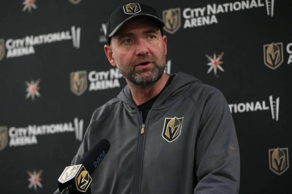 Vegas Golden Knights head coach Peter DeBoer during a press conference at City National Arena i ...