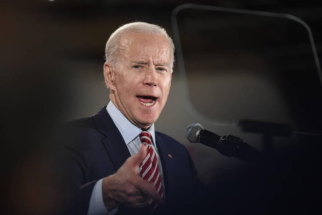 Democratic presidential contender Joe Biden speaks to supporters at an election rally on Tuesda ...