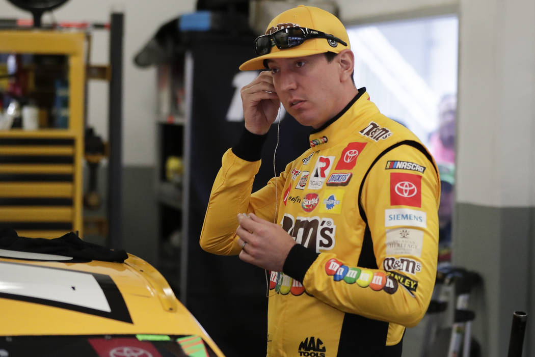 Kyle Busch prepares to go out on the track during practice for the NASCAR Daytona 500 auto race ...