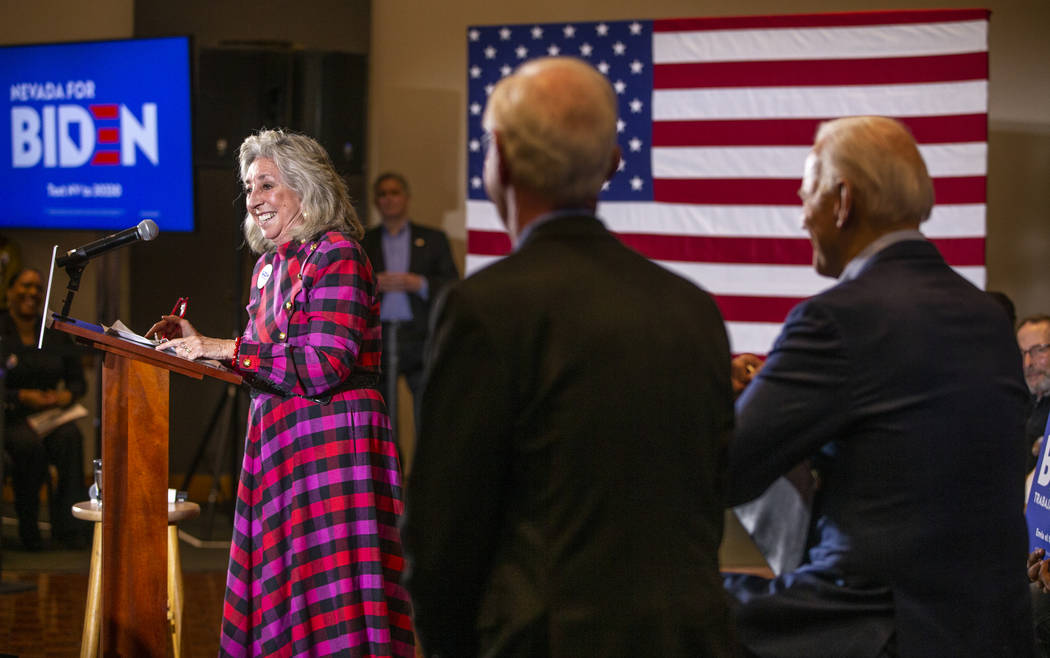 U.S. Rep. Dina Titus, D-Nev., speaks as Capt. Chesley "Sully" Sullenberger and former ...