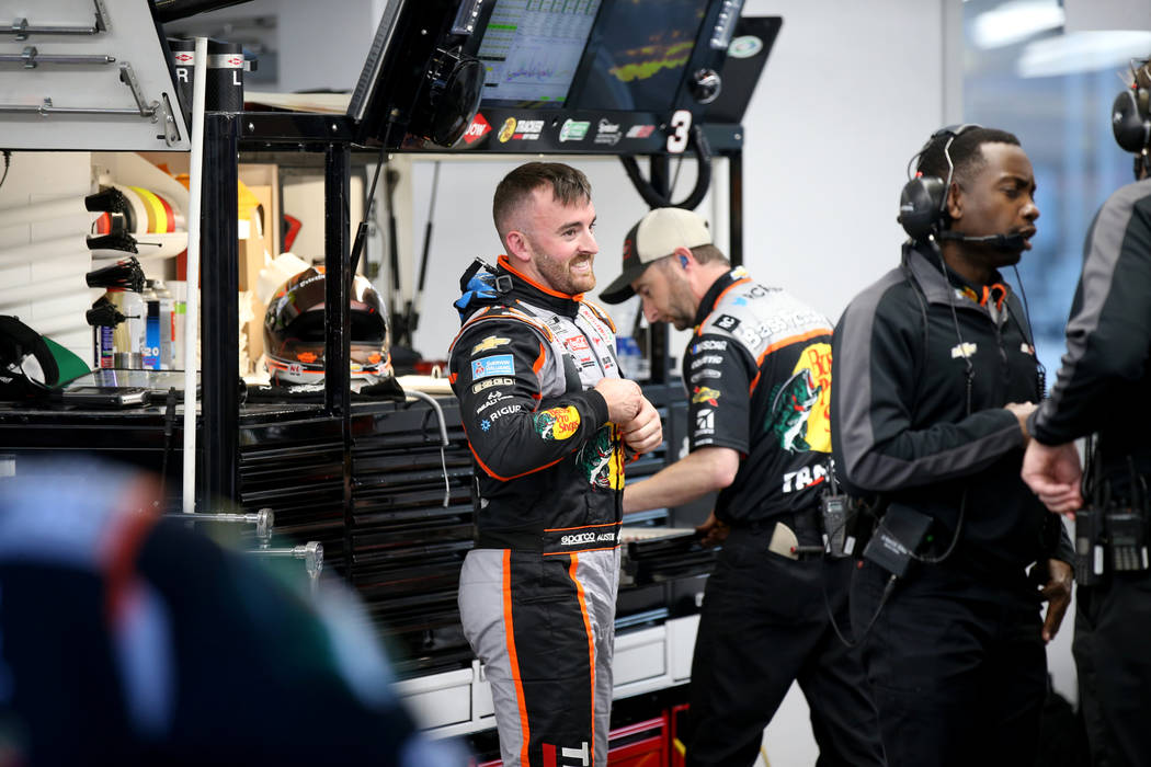 NASCAR Cup Series driver Austin Dillon (3) removes his safety gear after practice for SundayÕs ...