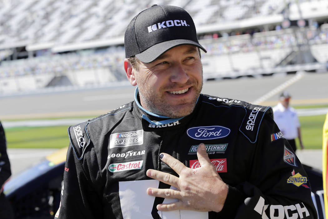 FILE - In this Feb. 9, 2020, file photo, Ryan Newman stands on pit road after his run during NA ...