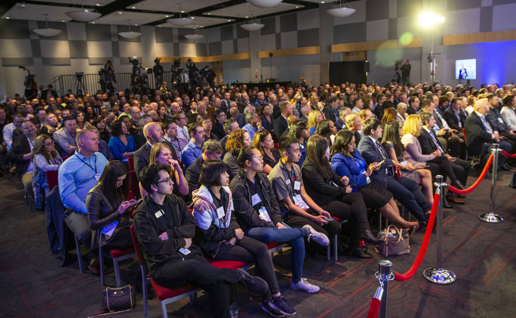 A large crowd is on hand as Democratic Presidential candidates answer questions from The Wall S ...