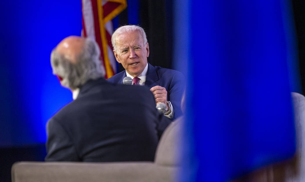 Former Vice President Joe Biden answers questions from The Wall Street Journal's Jeanne Cumming ...