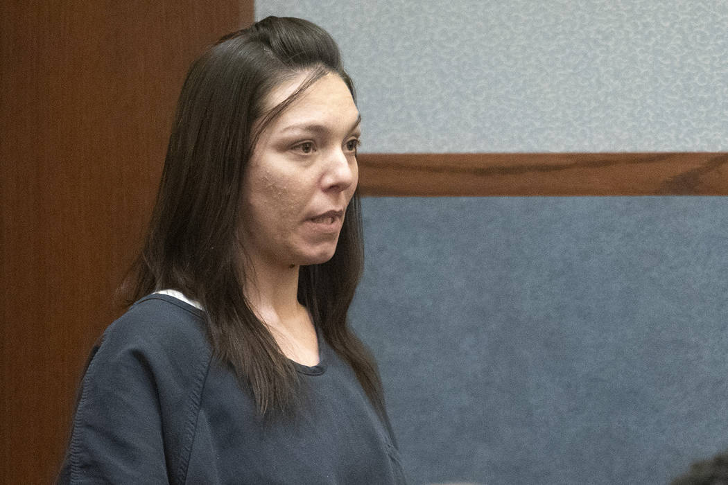 Lisa Mort appears in a bail hearing at the Regional Justice Center on Tuesday, Oct. 22, 2019, i ...