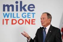 Democratic presidential candidate and former New York City Mayor Michael Bloomberg speaks to su ...