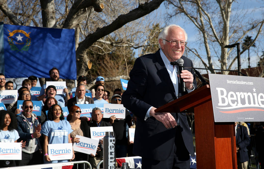 Vermont Sen. Bernie Sanders during a Get Out the Early Vote Rally at the UNLV Academic Mall in ...