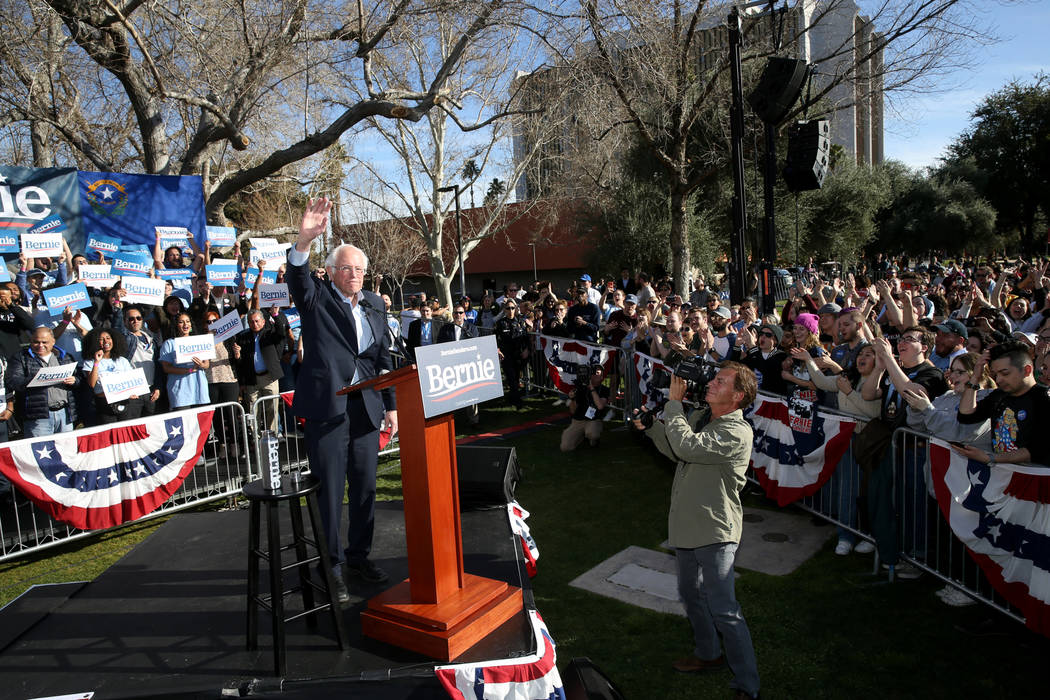 Vermont Sen. Bernie Sanders during a Get Out the Early Vote Rally at the UNLV Academic Mall in ...