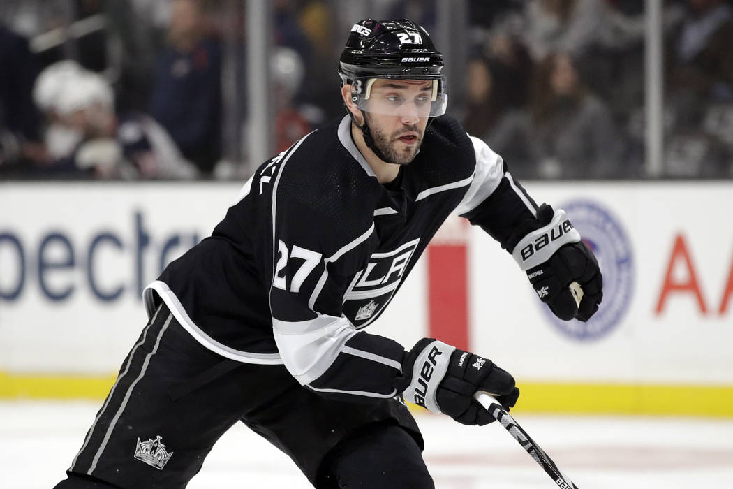 Los Angeles Kings' Alec Martinez (27) during an NHL hockey game against the Columbus Blue Jacke ...