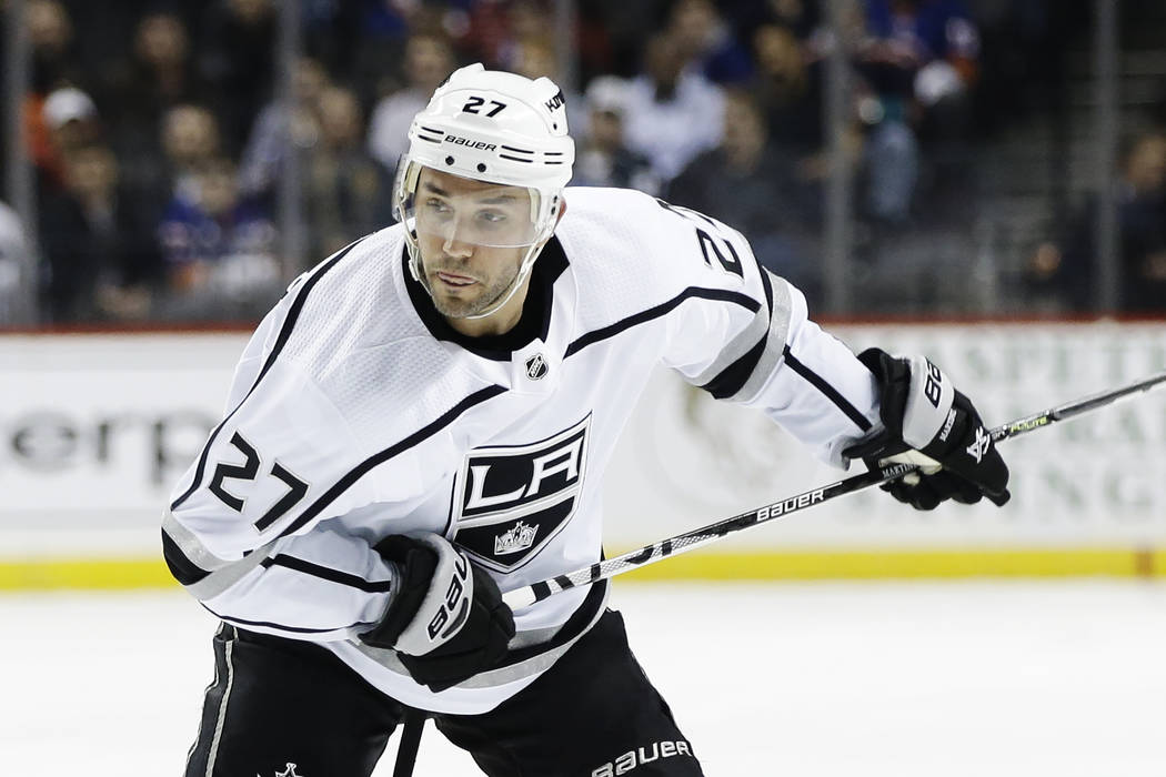 Los Angeles Kings' Alec Martinez (27) during the first period of an NHL hockey game against the ...