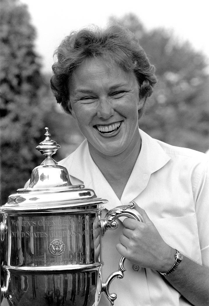Mickey Wright poses after winning her third Women's National Open golf championship, at the Bal ...