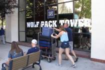 A student moves in to a Circus Circus casino-hotel tower that has been renamed Wolf Pack Tower ...