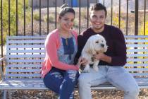 Sandra Llonttop and Ion Mereuta with their dog, Sparky, are starting their new lives together i ...