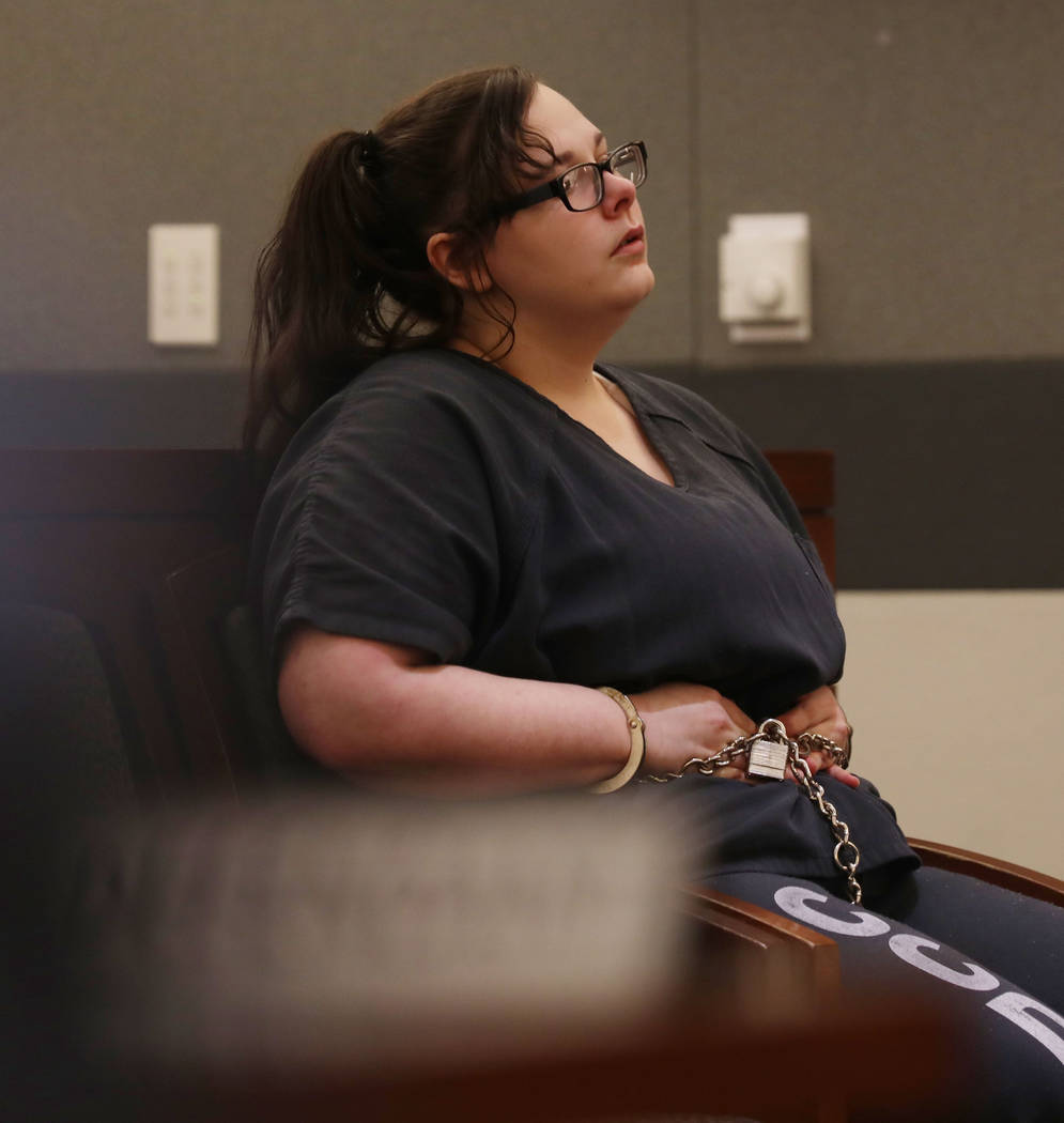Cassie Smith sits down after being sentenced in the death of her 3-year-old son, Daniel Theriot ...