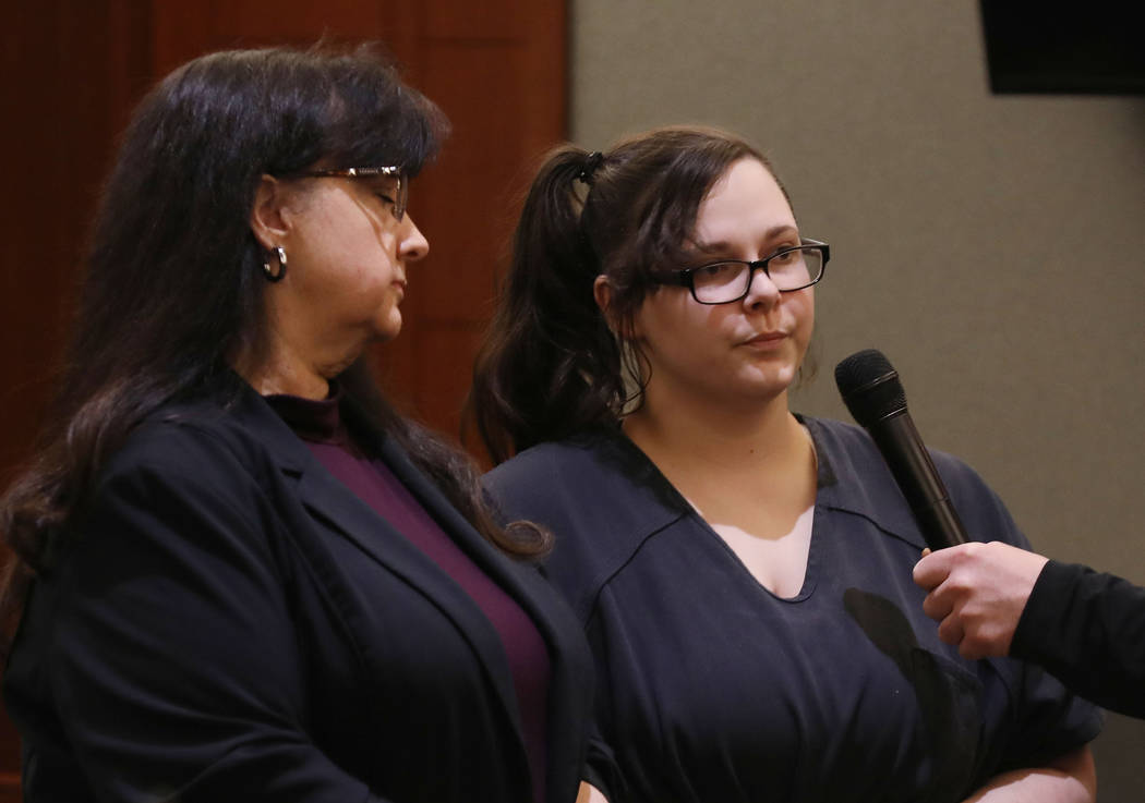 Cassie Smith, right, charged in the death of her 3-year-old son, Daniel Theriot, declines to sp ...