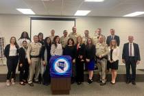 Law enforcement and local advocacy groups gathered at the Southern Nevada Family Justice Center ...
