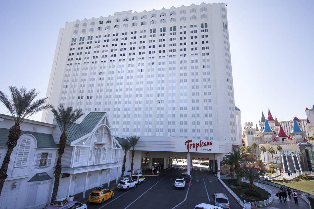 Tropicana is seen on the Strip on Wednesday, Feb. 19, 2020, in Las Vegas. Investors have contac ...