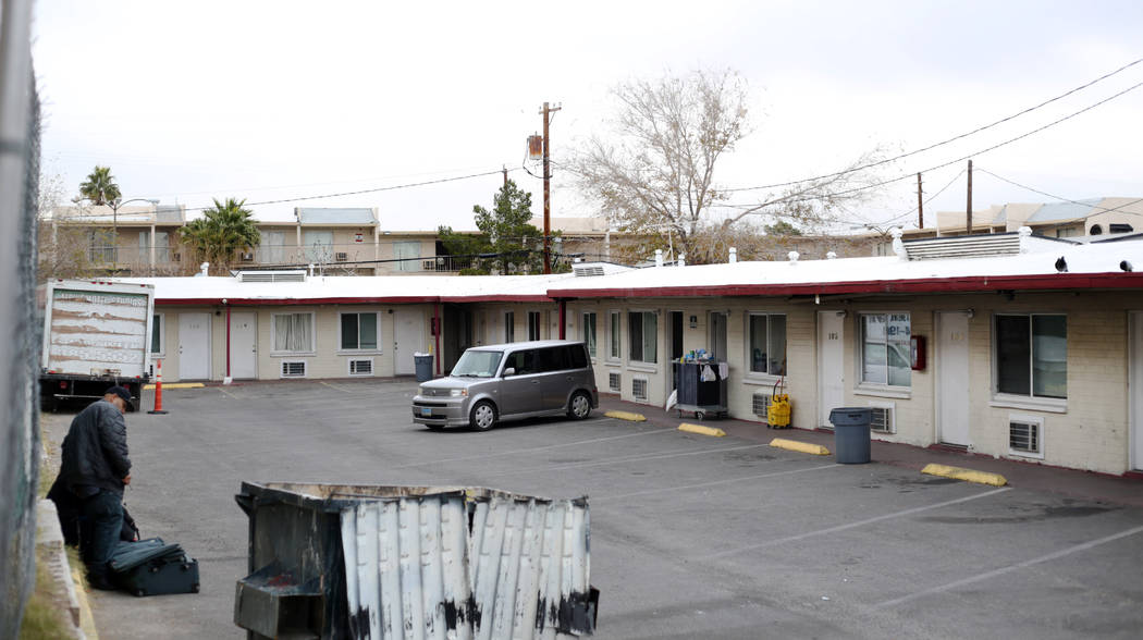 The Economy Motel is pictured at 1605 Fremont St., in Las Vegas on Monday, Dec. 23, 2019. The p ...