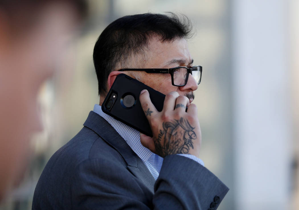After being acquitted, defendant Cesar Morales makes a phone call outside the Lloyd George U.S. ...