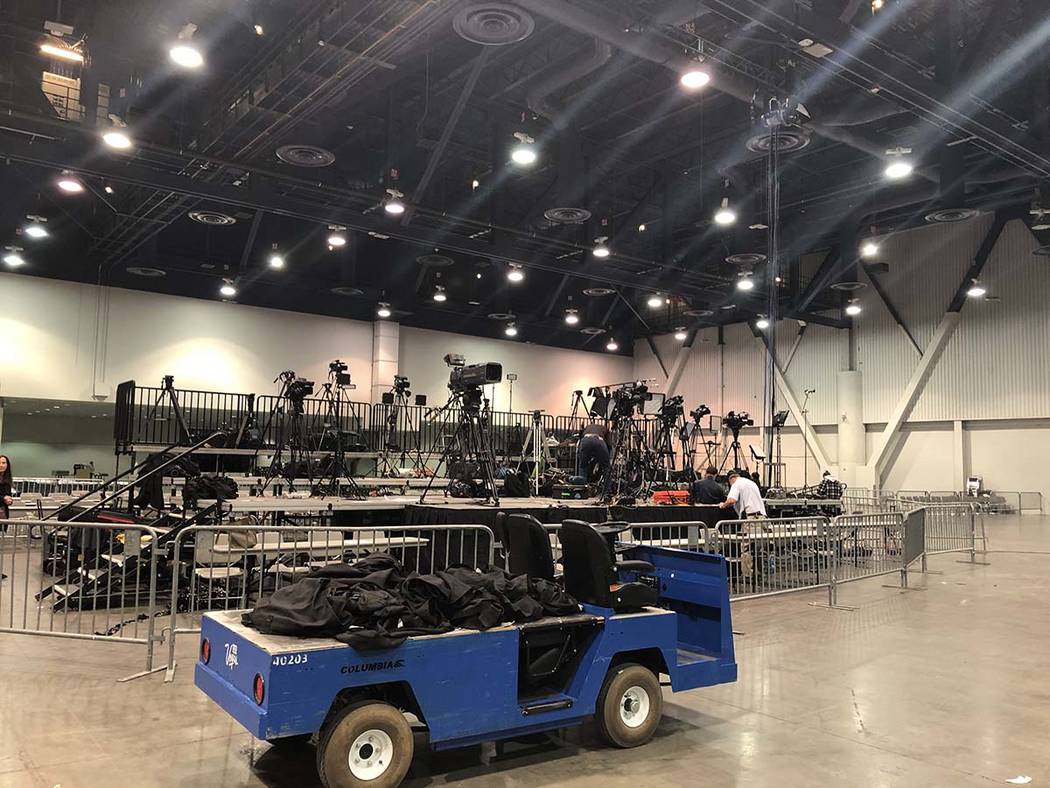 Preparations are underway inside the Las Vegas Convention Center on Thursday, Feb. 20, 2020, wh ...