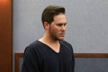Aaron Kruse, 24, of Las Vegas enters the courtroom at the Regional Justice Center on Wednesday, ...