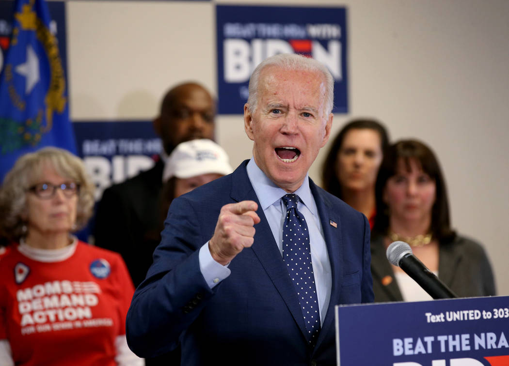 Former vice president and Democratic presidential candidate Joe Biden speaks at the Desert Bree ...