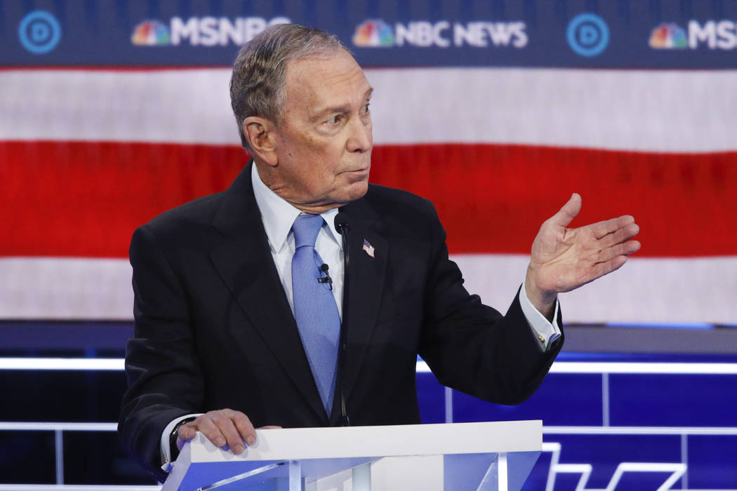Former New York City Mayor Mike Bloomberg speaks during a Democratic presidential primary debat ...